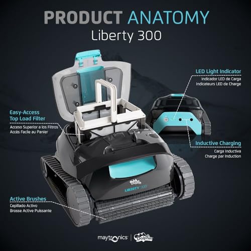 Dolphin Liberty 300 Cordless Magnetic Charge Robotic Pool Vacuum Cleaner Blue