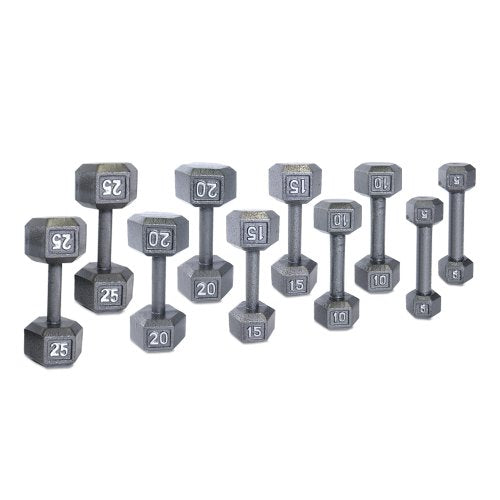 CAP Barbell Solid Hex Dumbbell Set with Rack (150 Pound) Gray