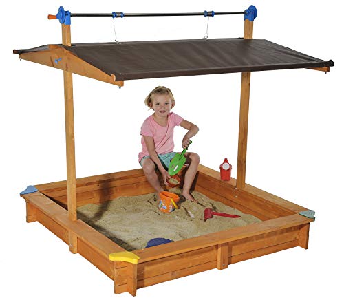 Tierra Garden Large Children's Wooden Sandbox with Retractable Roof