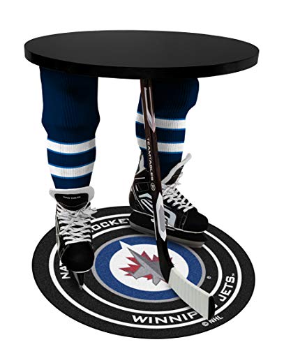 Team Tables Winnipeg Hockey Table Black Table Top with Winnipeg Puck Mat