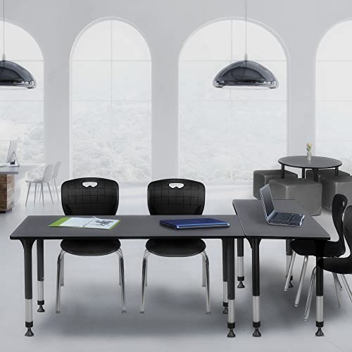 Regency Height Adjustable Classroom Table Set with 2 Andy Chairs Grey/Black