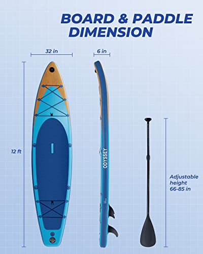Valwix Inflatable Stand Up Paddle Board w/Electric Pump & Action Camera Mount - 12ft Odyssey Blue