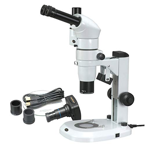 AmScope Digital Trinocular Stereo Zoom Microscope 8X-80X White