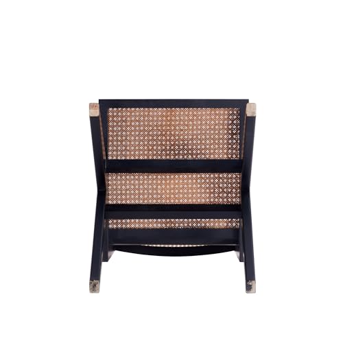 Manhattan Comfort Hamlet Rattan Wicker Cane Side Dining Chair Set of 4 Black/Natural