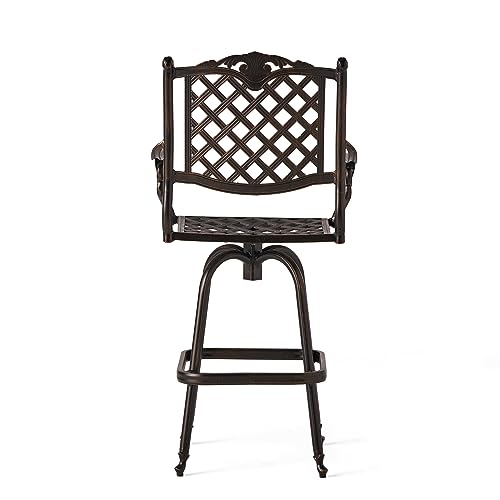 Christopher Knight Home Avon Outdoor Cast Aluminum Bar Stools 2-Pcs Set Shiny Copper