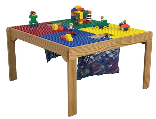 Fun Builder Table Compatible with DUPLO Blocks 32"x32" Premium Series Red Yellow Blue Green