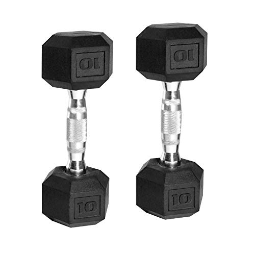 CAP Barbell Rubber Coated Dumbbell Set with Storage Rack (150-Pound) Black