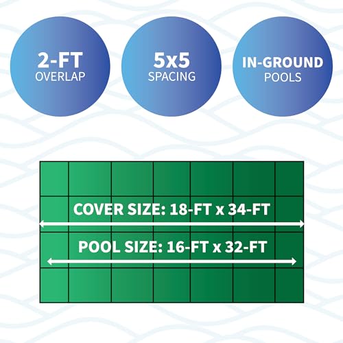 Blue Wave Rectangular In Ground Pool Safety Cover 16-ft x 32-ft Green