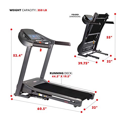 Sunny Health & Fitness T7643 Heavy Duty Walking Treadmill Gray