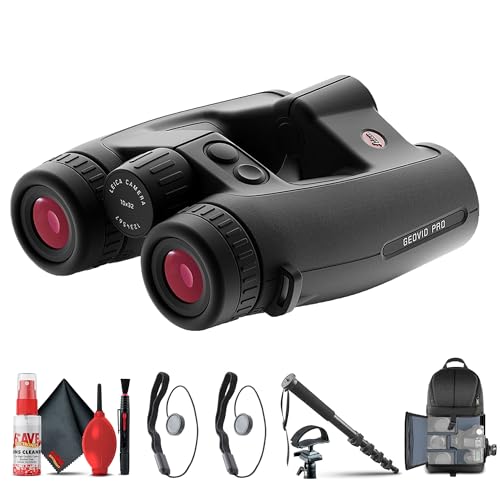 Leica 10x32 Geovid Pro Rangefinder Binoculars with Tripod Adapter, Backpack, Monopod, Cleaning Kit, and Cap Keeper