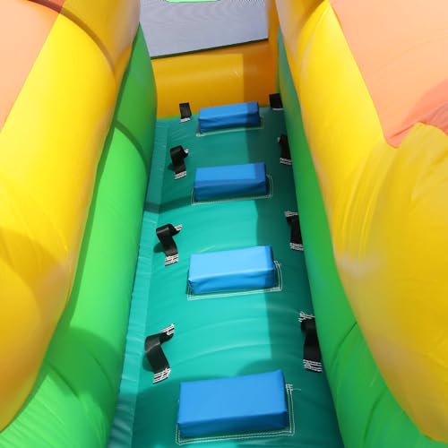 awesmflate Commercial Inflatable Water Slide for Kids Adults, 21FT Big Backyard Waterslide Tropical Outdoor Slide Park with Water Pool - Blue/Green/Orange
