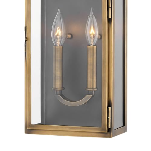 Hinkley Rowley Collection Two Light Outdoor Wall Mount Light Antique Brass