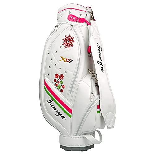 ACXZ Women's Floral Embroidered Golf Staff Carry Bag White