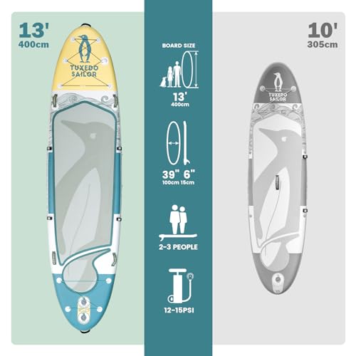 Tuxedo Sailor Inflatable Stand Up Paddle Board Heavy Duty 450lbs - Family Size