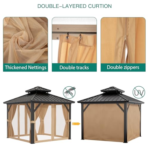 Euker 10x10 FT Outdoor Hardtop Gazebo Brown