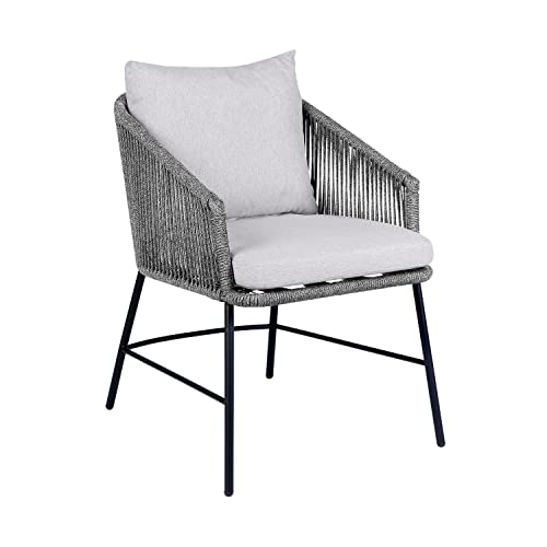 Armen Living Koala and Calica 5 Piece Dining Set Dark Eucalyptus and Grey Rope
