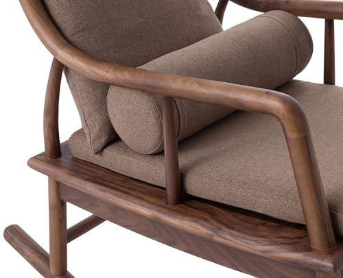 BALANBO Rocking Chair Black Walnut Wood Outdoor & Indoor with Cushion and Backrest Walnut