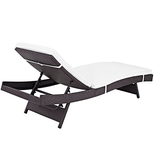 America Luxury - Outdoor Modern Contemporary Urban Patio Balcony Chaise Lounge Chair Set of 6 White Rattan