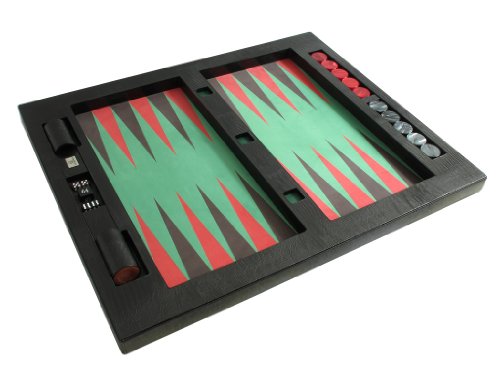 Zaza & Sacci Leather/Microfiber Table Top Backgammon Set 26" Extra Large Black