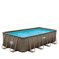 Funsicle Oasis Designer Rectangular Above Ground Pool with Accessories Kit Brown Basket