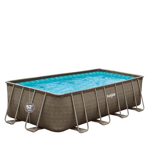 Funsicle Oasis Designer Rectangular Above Ground Pool with Accessories Kit Brown Basket