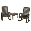 Highwood Lehigh 2 Rocking Chairs with Adirondack Side Table Weathered Acorn