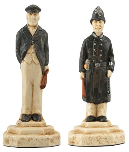Studio Anne Carlton Sherlock Holmes Chess Set Handmade Hand Painted 5 Inches Burgundy Cream