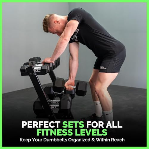 BBRUN Weight Dumbbells Set with Rack 450-550 lbs Black