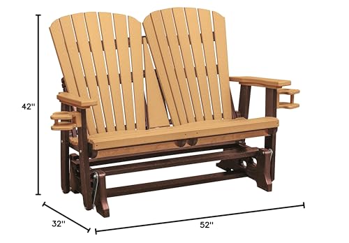 American Furniture Classics Dual Fan Back Glider Cedar and Tudor Brown