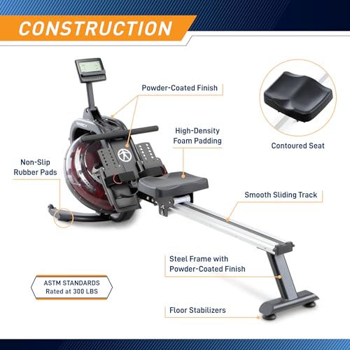 Marcy Pro Water Resistance Rower Rowing Machine Black/Red/Silver