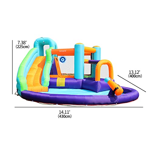 AirMyFun Inflatable Water Slide & Bouncy House Orange