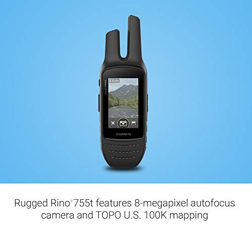 Garmin Rino 755t Rugged Handheld 2-Way Radio GPS Navigator with Camera and Preloaded TOPO Mapping Black