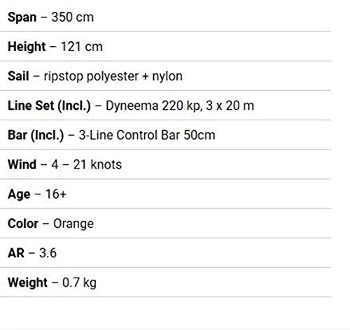 HQ Kites and Designs Rush V Pro 350 R2F Kite Orange/White