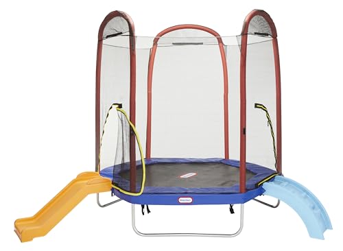 Little Tikes Climb 'n Slide 7ft Trampoline with Slide & Climbing Steps Multicolor