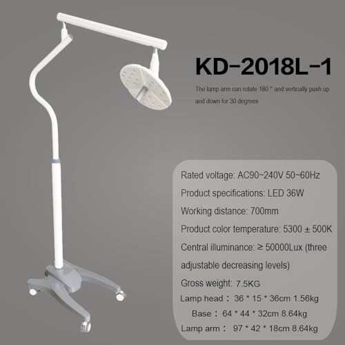 Tankredrug 36W Floor Standing LED Vertical Shadowless Operating Lamp 50000 Lux White