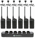 Motorola Solutions RDU4100 Two Way Radio Walkie Talkies 6 Pack with Speaker Mics and Charger Black