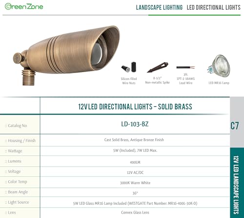 Westgate LED Low Voltage Landscape Lights Directional Spotlight Antique Bronze 5W (12 Pack)