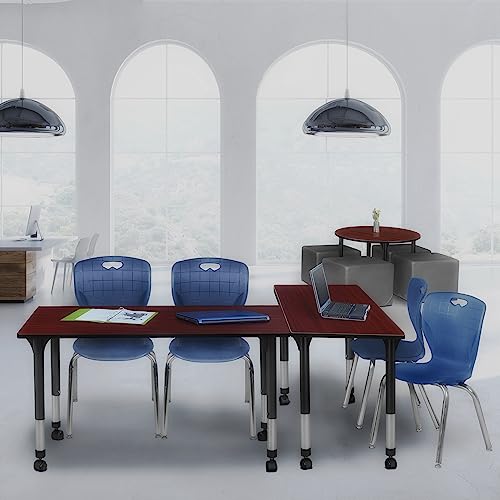 Regency Kee Height Adjustable Mobile Classroom Table 60" x 24" Mahogany