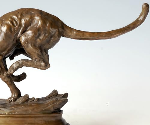 FENGSHUI-CAISHEN Pure Copper Cheetah Statue Brown