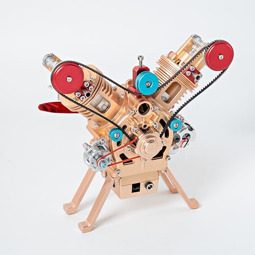 TECHING Mini V2 Engine Model Kit Mechanical Metal DIY Golden