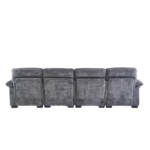 Klwenas Maec 111" U Shape Modular Sectional Sofa Grey