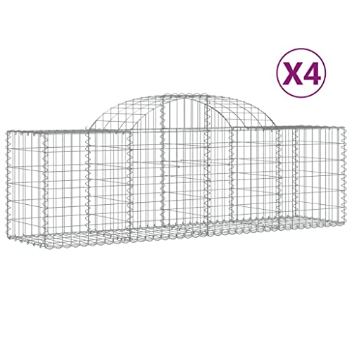 Arched Gabion Baskets 4 pcs Galvanized Iron Outdoor Plant Pots Self-Watering White Black