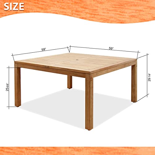 Amazonia Teak Dubai 9-Piece Square Dining Set Light Brown