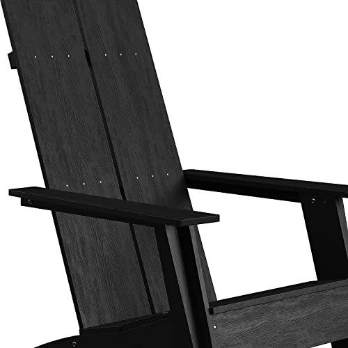 Flash Furniture Set of 2 Sawyer Modern Adirondack Chairs Black