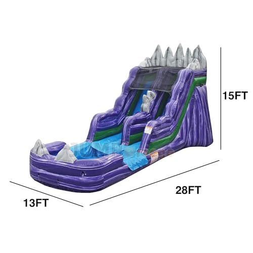JumpOrange 15' Dark Night Commercial Water Slide with Splash Pool