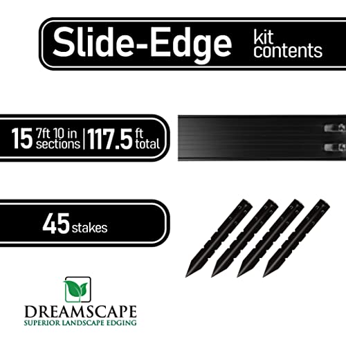 Dreamscape SlideEdge Aluminum Landscape Edging - 16 Strips, 117.5ft Total, Black