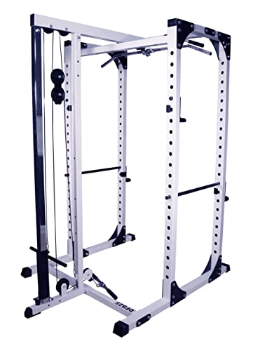 Deltech Fitness Heavy Duty Squat Rack with LAT Attachment 1000 lb Capacity