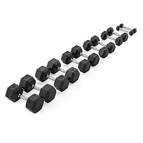 York Barbell Rubber Hex Dumbbell Set 55-100 lbs