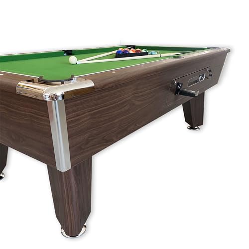 SIMBASHOPPING USA 7FT Coin Operated Pool Table Green - Competition Green, Brown
