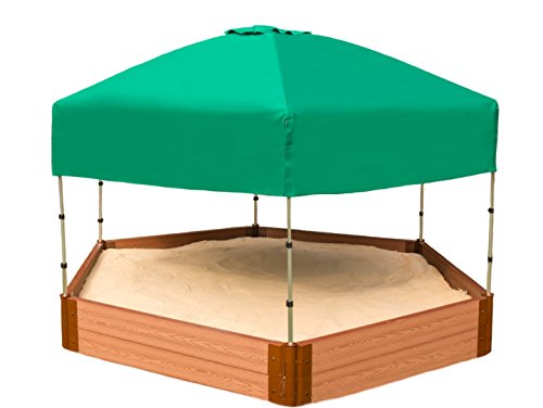 Frame It All Composite Hexagon Sandbox Kit with Telescoping Canopy Classic Sienna 2
